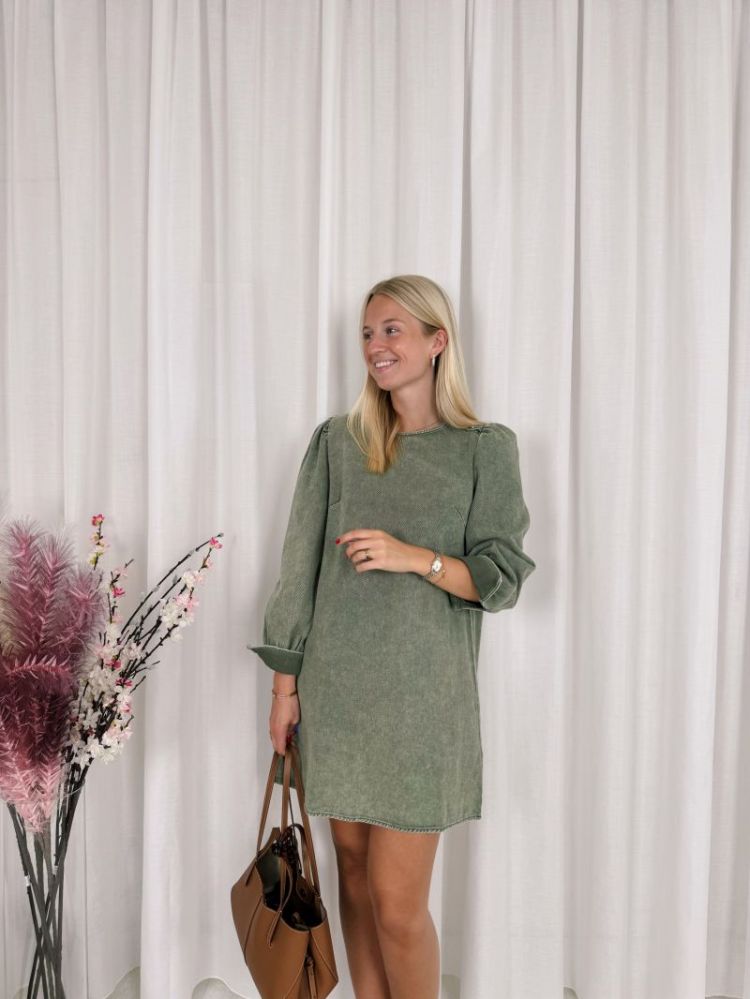 Celien Denim Dress Khaki