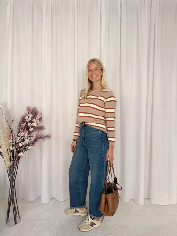 Lotte Striped Polo Camel