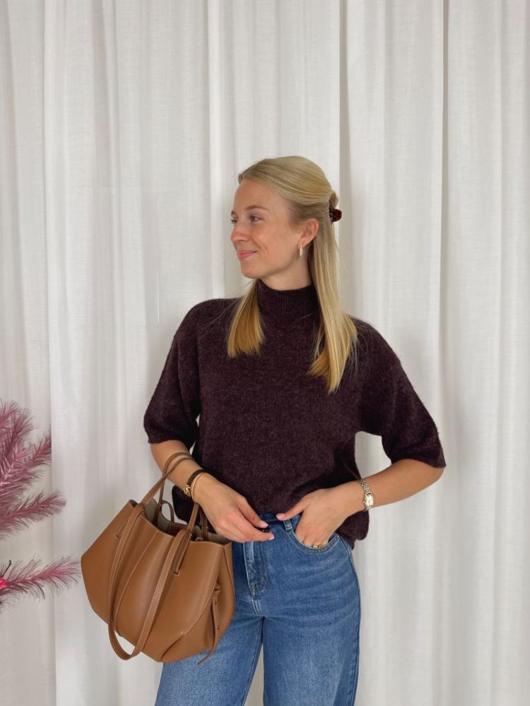Signe High Neck Pullover Fudge Melange