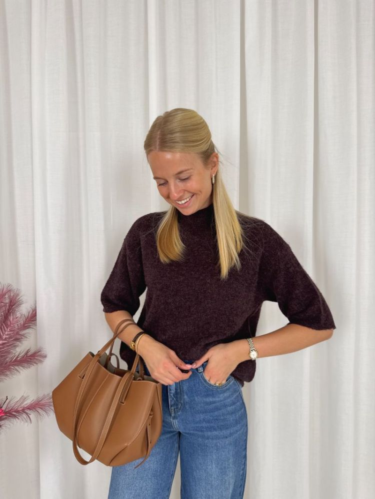 Signe High Neck Pullover Fudge Melange