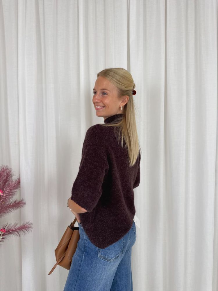 Signe High Neck Pullover Fudge Melange