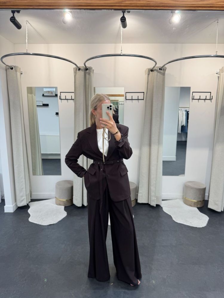 Elise Pleated Wide Leg Trouser Brown