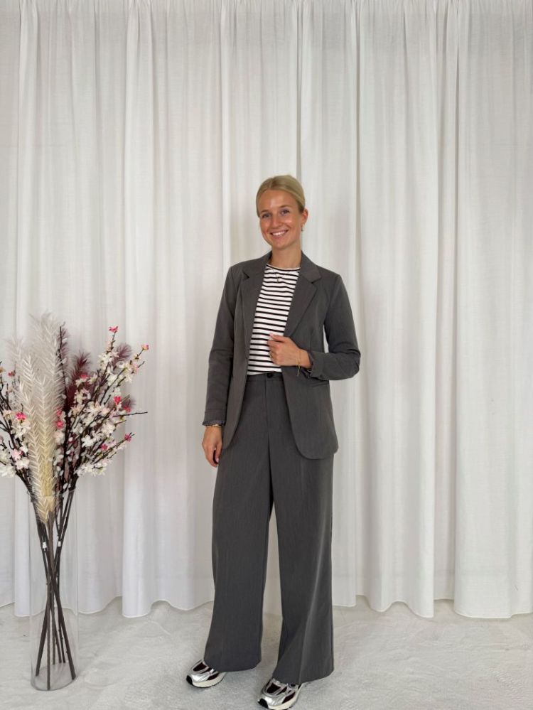 Sakura Wide Pants Dark Grey Melan